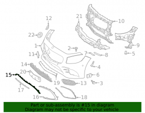 Upper front bumper molding Mercedes S-class W222 63/65 AMG 18-20 coupe