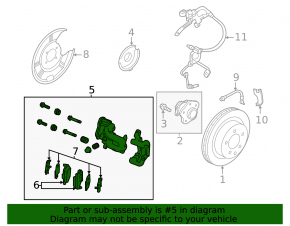 Rear right caliper Nissan Rogue 21-23 electric JP built