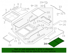 Black sunroof shade for Ford Edge 19-24