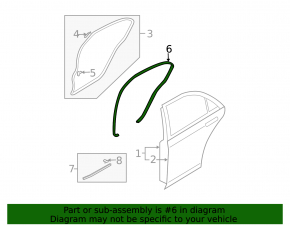 Rear left door seal Mazda6 03-08