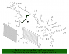 Cooling return pipe to the radiator tank of a Volvo XC60 18-26 B6