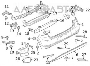 Bare rear bumper VW Golf 15-17 for parking sensor