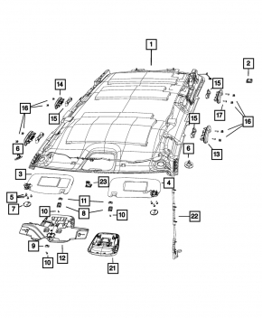 Jeep Grand Cherokee WK2 14-16 black headliner without sunroof