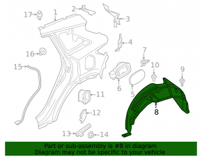 Rear left fender liner for Infiniti QX50 19-25