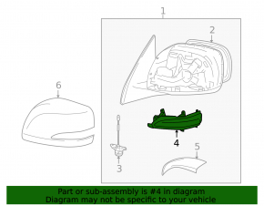 Left side mirror turn signal repeater for Lexus GX460 10-23
