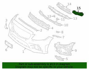 Mercedes C-class W205 15-21 front bumper air dam, right, type 2