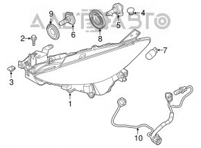 Headlight front right Mazda 3 14-16 bare BM dorest halogen