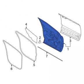 Door bare front left Ford Edge 15-