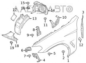 Front right fender BMW X3 G01 X4 G02 18-24 brown C07