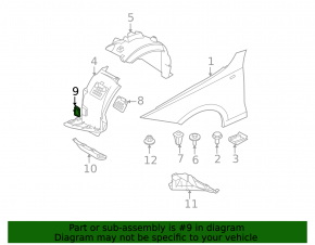 Left front fender liner hatch for BMW 3 Series E90 E92 07-12 Sedan & Wagon, without M3.