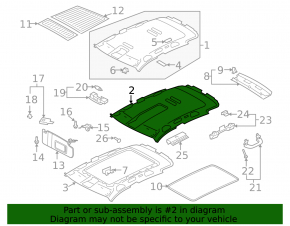 Ceiling trim VW Tiguan 09-17 without sunroof beige, under lamp with 4 pockets