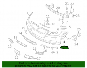 Front bumper headlight washer cap, left, BMW 3 E90 E92 07-12
