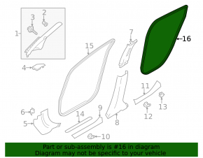 Nissan Leaf 11-12 rear right door seal, gray