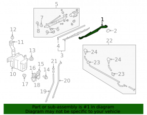 Right wiper arm for Subaru Outback 10-14