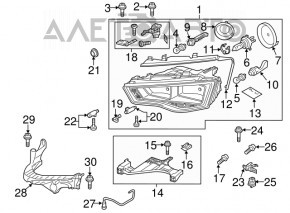 Front bumper mount under the headlight, outer left, Audi A4 B8 13-16 rest, missing fragment