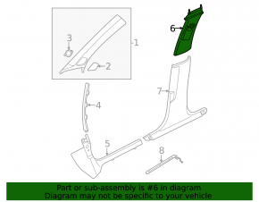 Center pillar trim, upper belt, left, Audi A3 22-26, gray