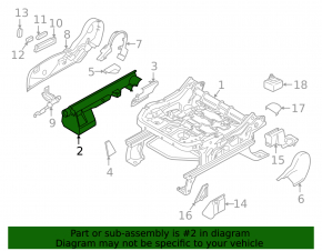 Right passenger seat rail trim for Ford Escape MK3 13-19, black, with plugs, broken guide