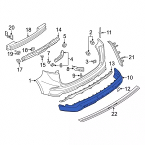 Rear bumper lip Ford Edge 19 - for parking sensors, without towing hook, for towbar