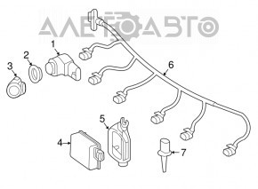 Wiring of the front bumper Mercedes GLA 15-17 without parking sensors and radar