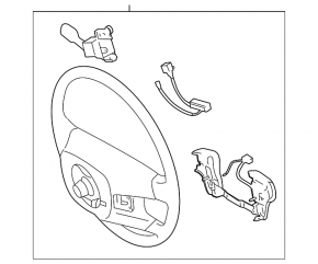 Naked steering wheel for Toyota Avalon 2005-2007, gray with wood trim.
