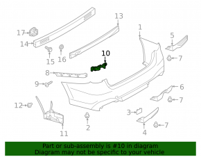 Right inner rear bumper mount for Subaru Legacy 20-25