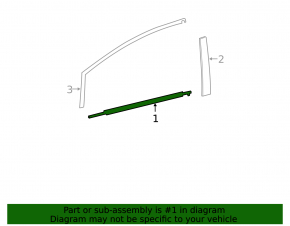 Door-glass molding, central front right, Toyota Prius 30 10-15 matte, broken fastener