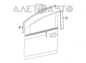 Door-glass molding, central front right, Toyota Prius 30 10-15 matte, broken fastener