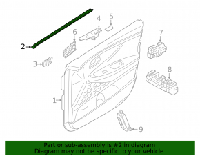 Inner door glass seal, front left, Hyundai Santa FE 19-23