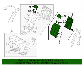 Left rear seat backrest, 2nd row, Kia Optima 2016-2018, beige fabric, without headrest, wrinkled, needs cleaning