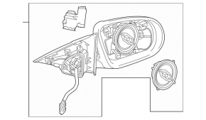 Side mirror left Mercedes W213 E 17-23 turn signal, heating, backlight, auto-dimming, BSM, camera
