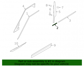 Door-glass molding, central front right, Land Rover Range Rover Velar 18-23, black gloss, short, broken fastening
