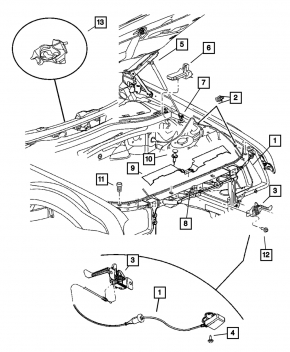 Dodge Challenger 09-14 Interior Hood Lock Release Handle Without Cable