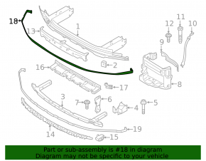 Cable for fastening the upper absorber of the front bumper BMW 5 G30 17-23