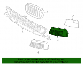 Lower grille front bumper left BMW X1 F48 16-19 without parking sensors, M-Sport
