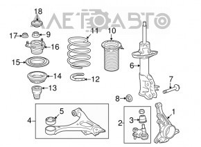 Trunnion with hub front left Acura ILX 13-15 pre-rest with drive and casing