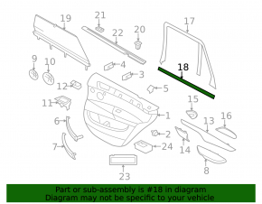 Glass seal inner door rear right BMW X5 F15 14-18