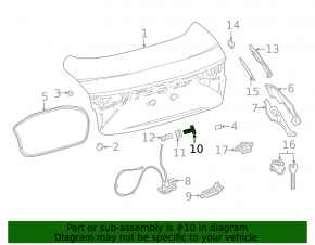 Emergency release cable for trunk lid lock Lexus IS250 IS300 IS350 06-13