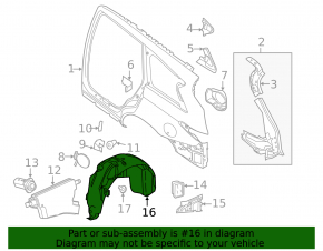 Rear right fender liner for Infiniti JX35 QX60 13-20