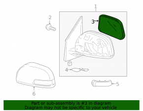 Left mirror element for Toyota RAV4 06-11