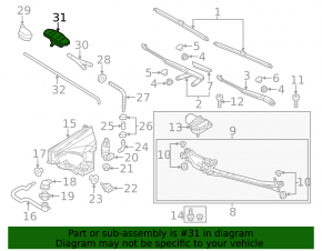 Right washer nozzle Porsche Cayenne 958 11-18 black