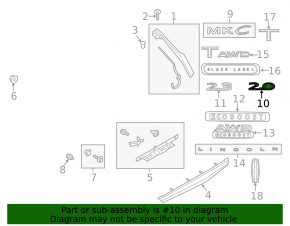Emblem inscription 2.0 tailgate Lincoln MKC 15-19