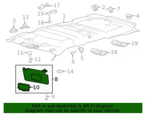 Right visor Ford Explorer 16-19 black, for backlight, without hook
