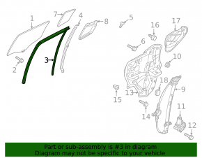 Rear left glass seal Mazda 6 17-21