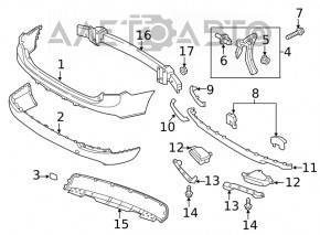 Rear bumper bare upper part Volvo XC90 16-19 for auto parking, black, scratches