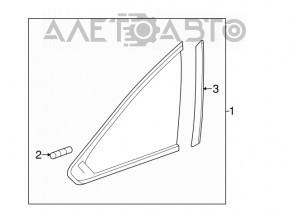 Window blind glass rear left Acura MDX 14-20