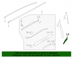 Subaru Outback 20-25 rear right fender arch trim on the door