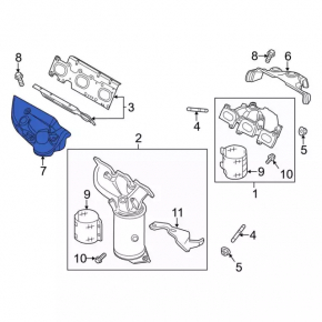 Exhaust manifold protection front upper Ford Explorer 16-19 3.5