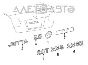 Emblem inscription 2.5 SE trunk lid VW Jetta 11-14 USA