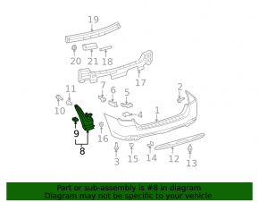 Right rear bumper seal for Toyota Highlander 2010-2015