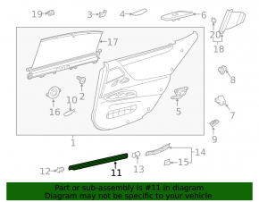 Rear left inner door glass seal for Lexus ES 19-26